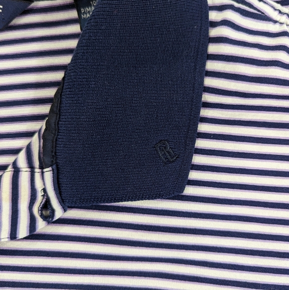 Polo By Ralph Lauren Shirt Men's XXL Blue Purple White Stripes Golf Polo - Picture 4 of 7
